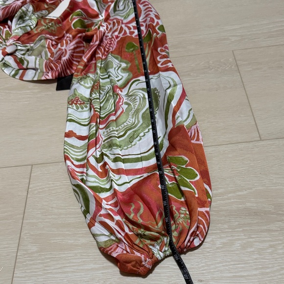 Andrea Iyamah Long Sleeve Coral and Olive Patterned Blouse NEW - Picture 8 of 9